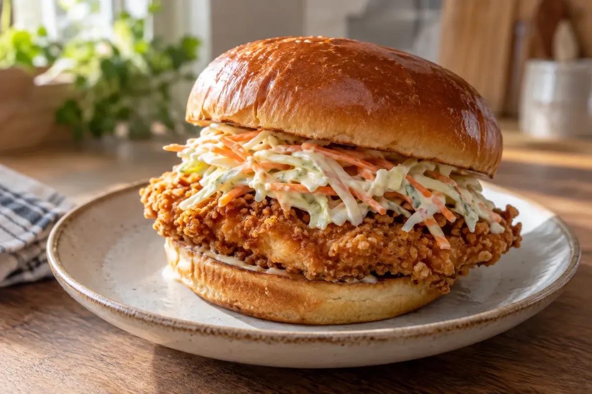 Burger de pui crocant cu salată de varză - imagine de prezentare generată cu AI