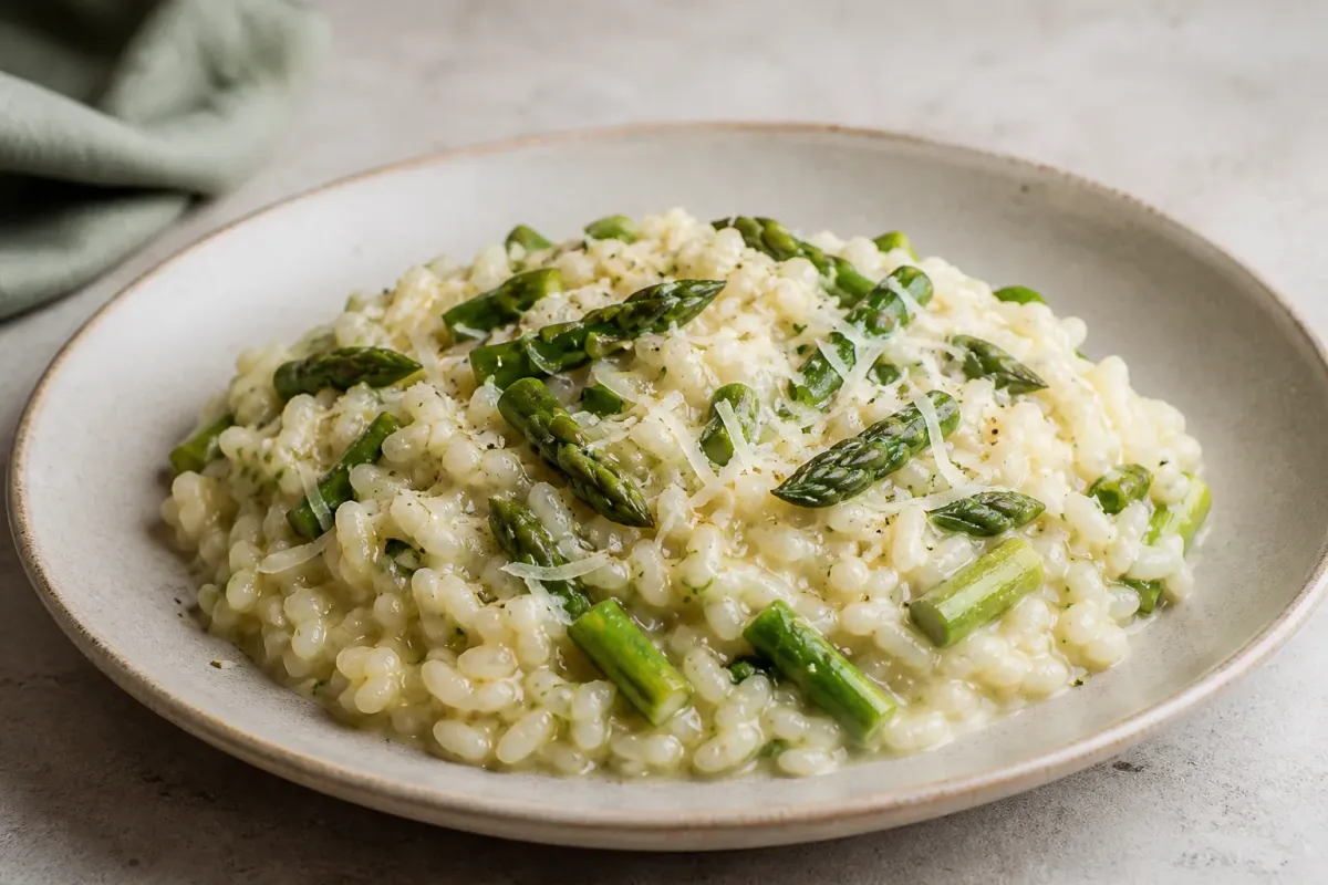 Risotto cu sparanghel și parmezan - imagine generată cu AI