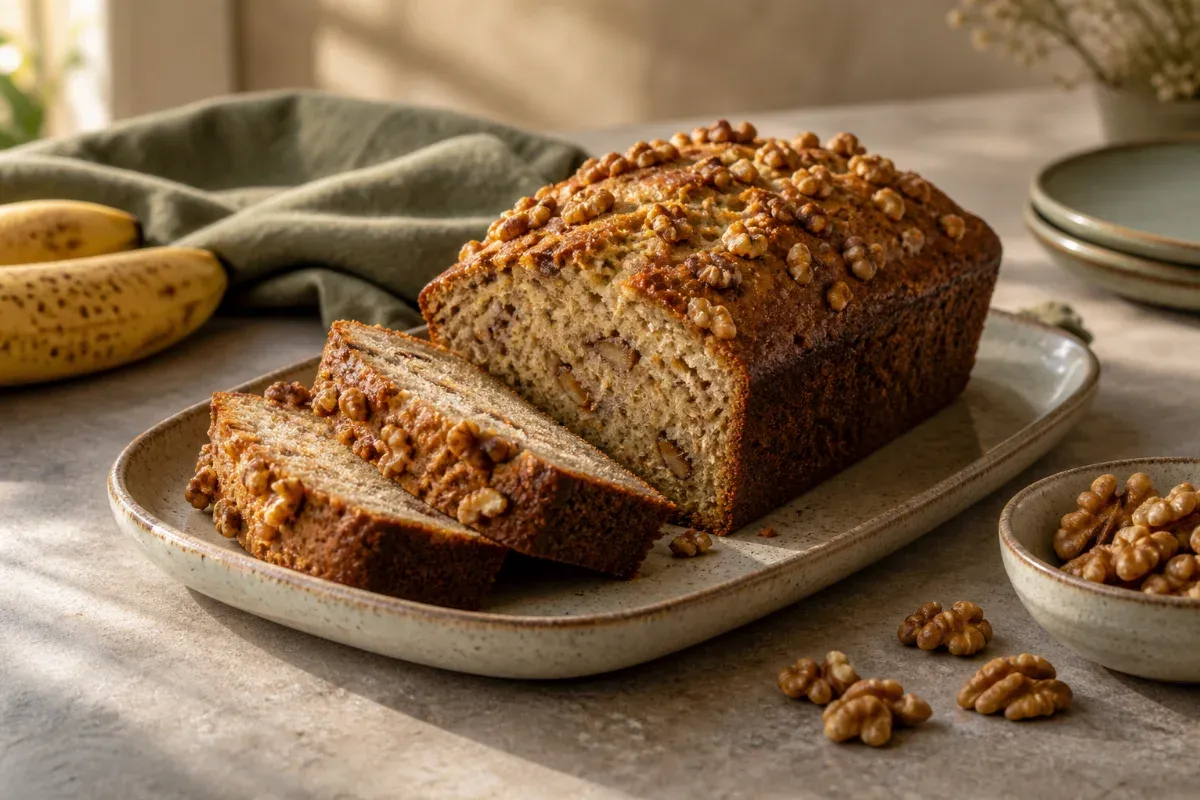 Banana bread cu nuci - imagine de prezentare generată cu AI
