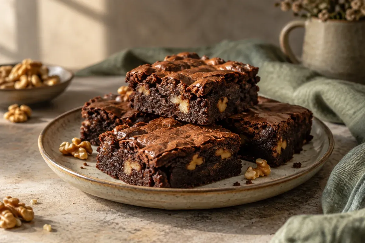 Brownies cu ciocolată și nuci - imagine de prezentare generată cu AI