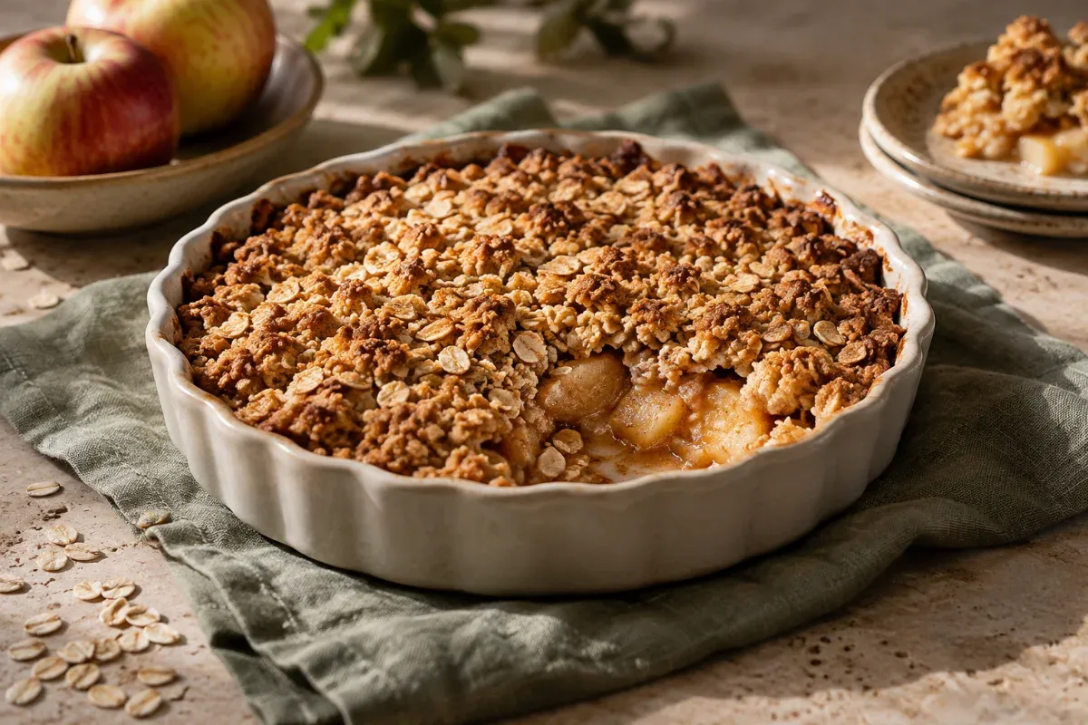 Crumble de mere și ovăz - imagine de prezentare generată cu AI