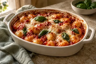 Gnocchi cu roșii și mozzarella - imagine de prezentare generată cu AI
