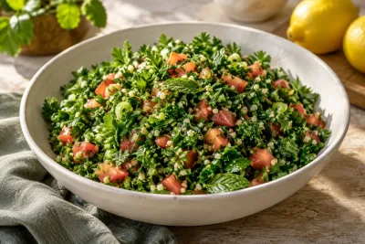 Tabbouleh cu pătrunjel și mentă - imagine de prezentare generată cu AI