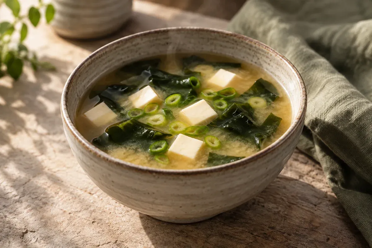 Supă miso cu tofu și wakame - imagine de prezentare generată cu AI
