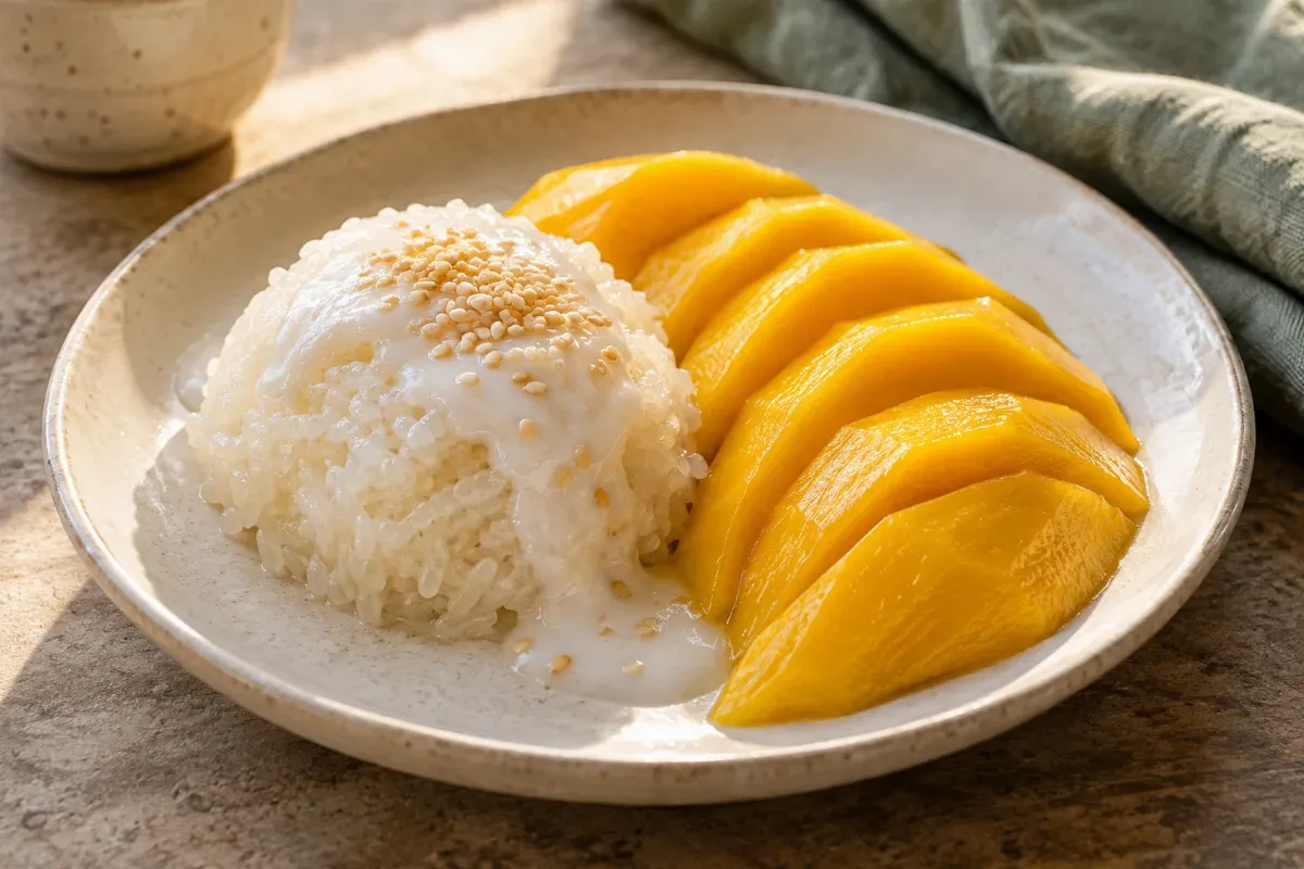 Orez lipicios cu mango și cocos - imagine de prezentare generată cu AI