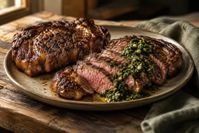 Ojo de bife cu chimichurri - imagine de prezentare generată cu AI