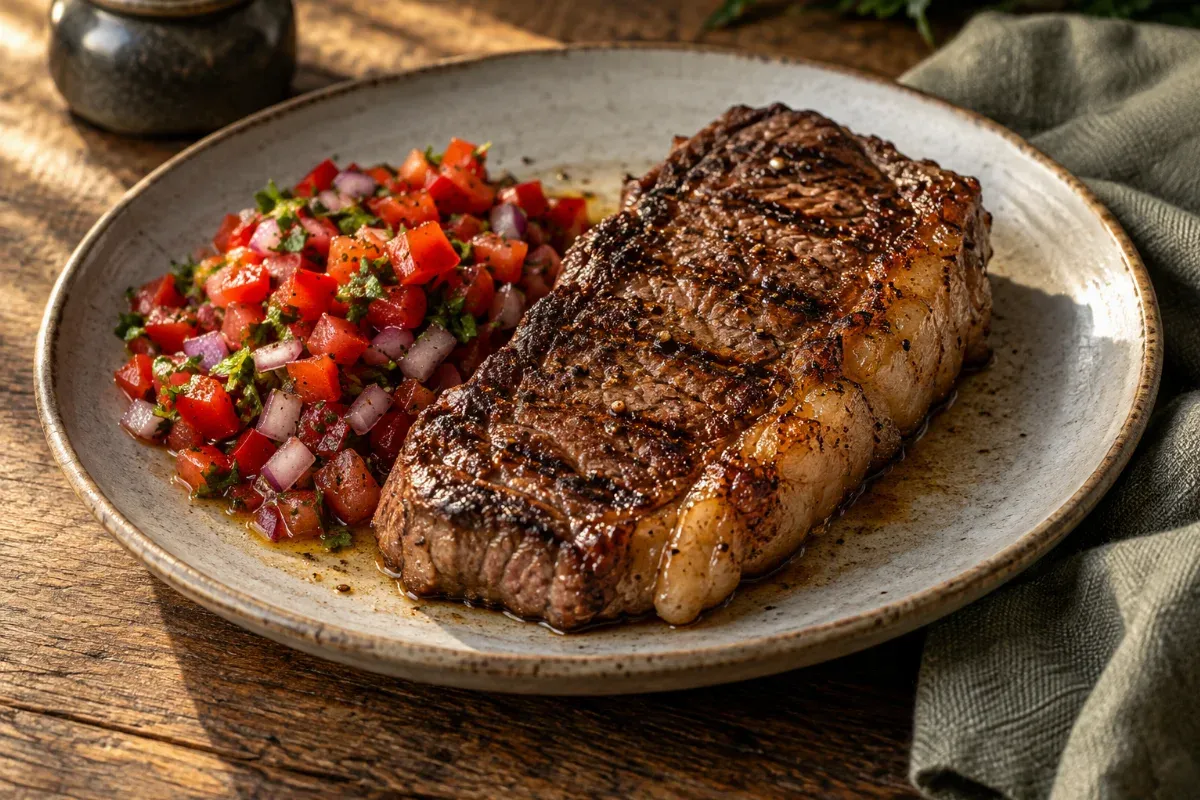 Bife de chorizo cu salsa criolla - imagine de prezentare generată cu AI
