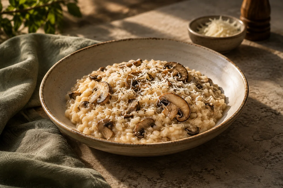Risotto cremos cu ciuperci - imagine de prezentare generată cu AI